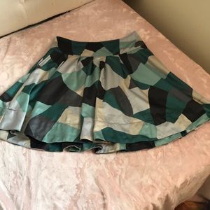 Abstract blue & green silk skirt (A-line)